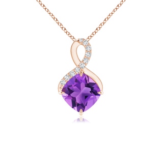 6mm AAA Claw-Set Amethyst Infinity Pendant with Diamonds in Rose Gold