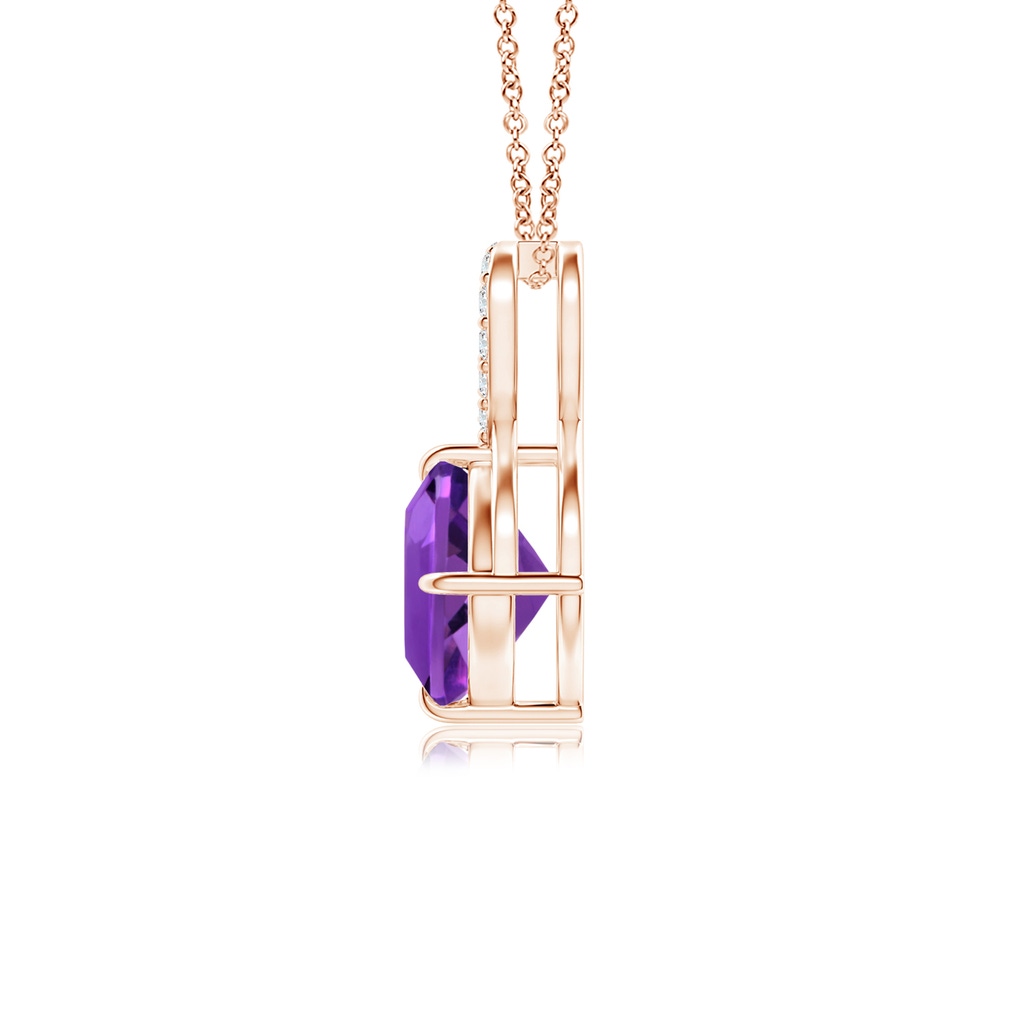 6mm AAAA Claw-Set Amethyst Infinity Pendant with Diamonds in Rose Gold - side_1