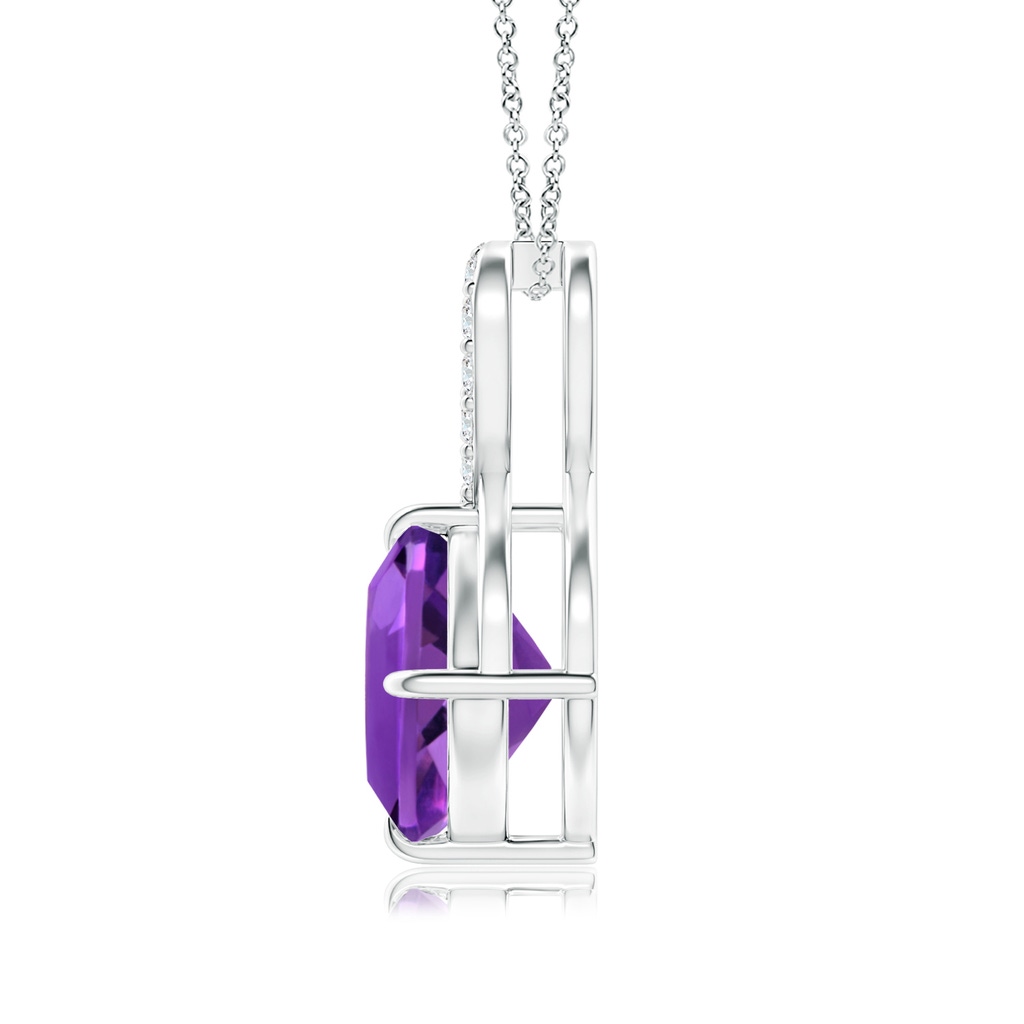 8mm AAAA Claw-Set Amethyst Infinity Pendant with Diamonds in White Gold - side_1