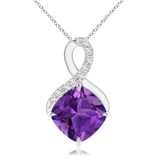 9mm AAAA Claw-Set Amethyst Infinity Pendant with Diamonds in P950 Platinum