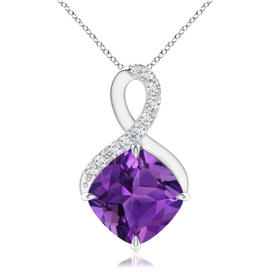 9mm AAAA Claw-Set Amethyst Infinity Pendant with Diamonds in P950 Platinum 
