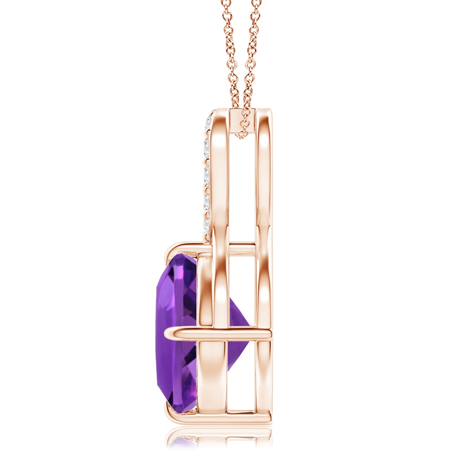 9mm AAAA Claw-Set Amethyst Infinity Pendant with Diamonds in Rose Gold side-1