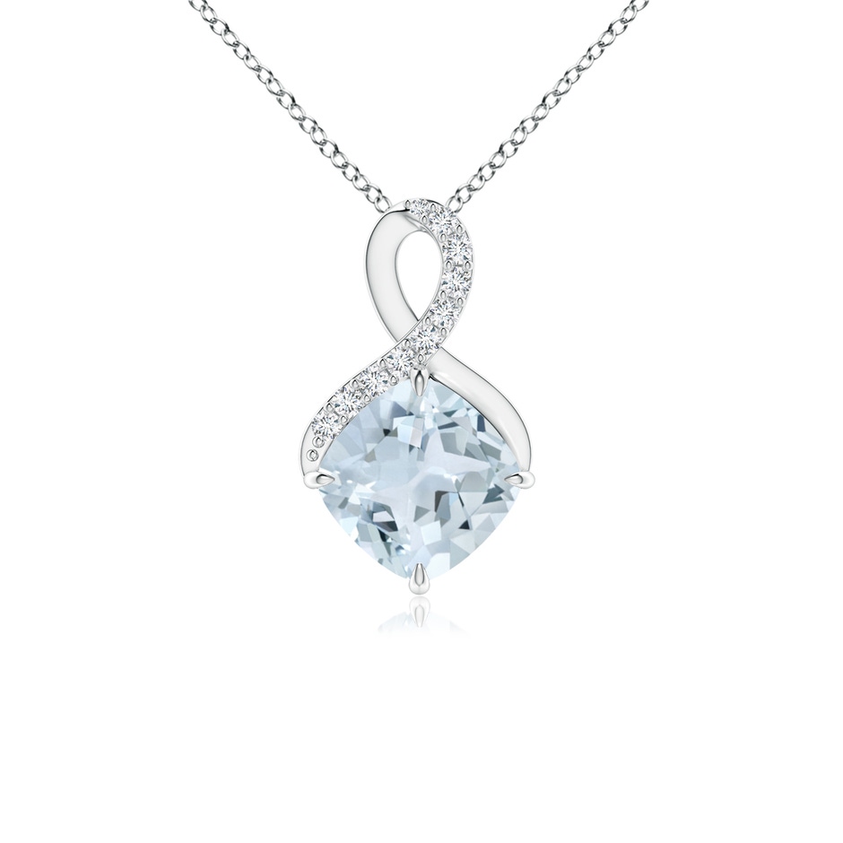 6mm A Claw-Set Aquamarine Infinity Pendant with Diamonds in P950 Platinum 