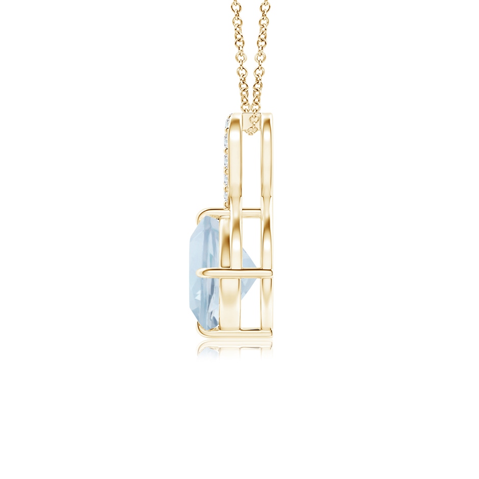 6mm A Claw-Set Aquamarine Infinity Pendant with Diamonds in Yellow Gold side-1