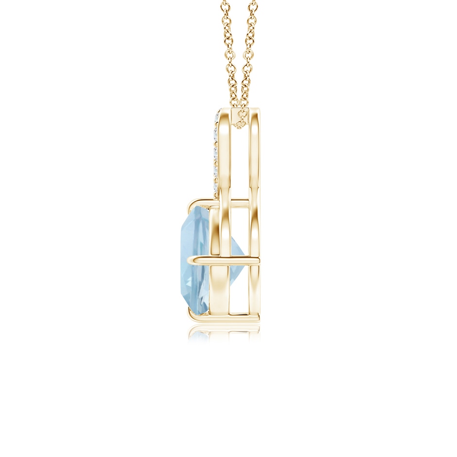 6mm AA Claw-Set Aquamarine Infinity Pendant with Diamonds in Yellow Gold side-1