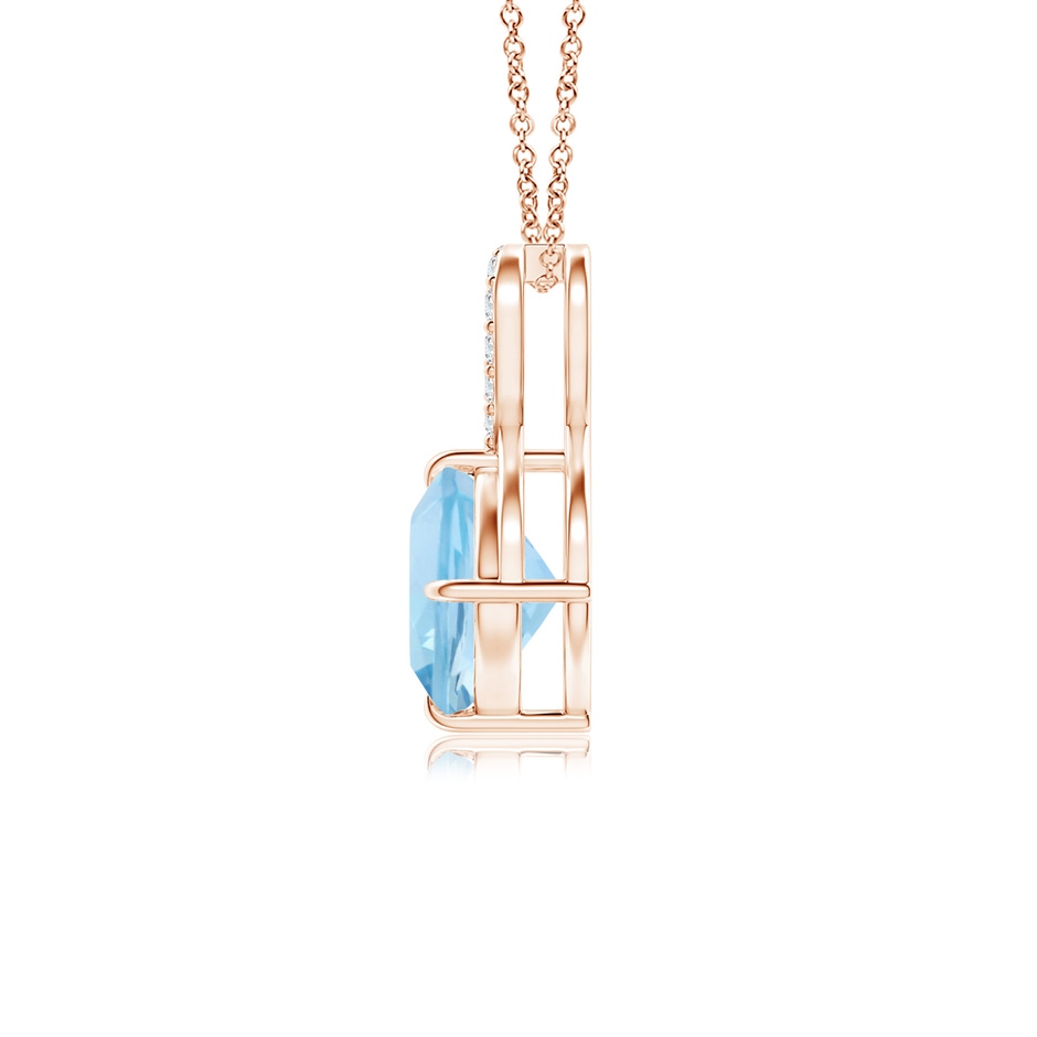 6mm AAA Claw-Set Aquamarine Infinity Pendant with Diamonds in Rose Gold side-1
