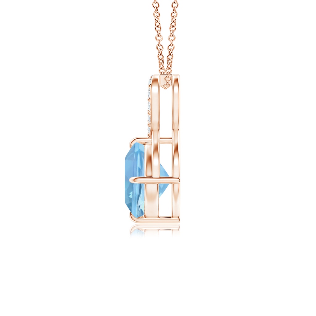 6mm AAAA Claw-Set Aquamarine Infinity Pendant with Diamonds in Rose Gold - side_1