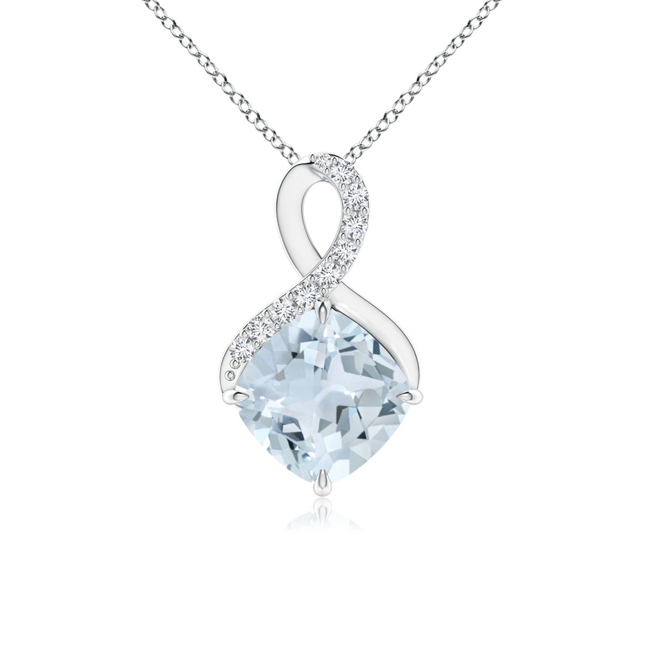 7mm A Claw-Set Aquamarine Infinity Pendant with Diamonds in P950 Platinum 