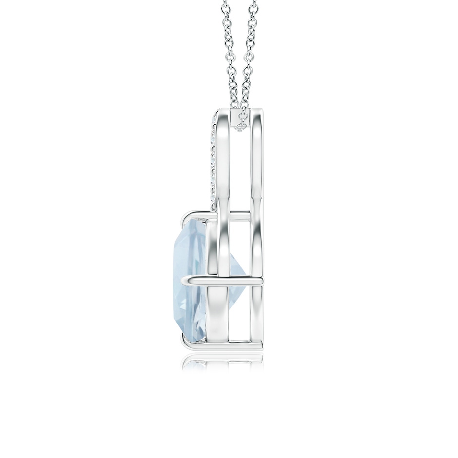 7mm A Claw-Set Aquamarine Infinity Pendant with Diamonds in P950 Platinum side-1