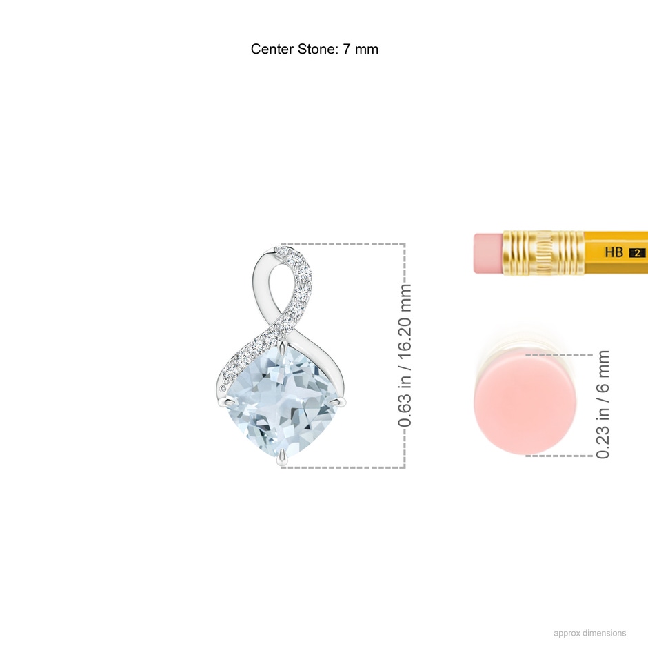 7mm A Claw-Set Aquamarine Infinity Pendant with Diamonds in P950 Platinum ruler