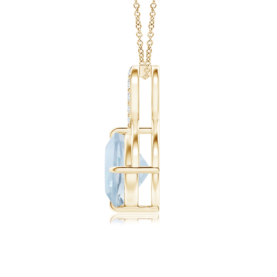 7mm A Claw-Set Aquamarine Infinity Pendant with Diamonds in Yellow Gold side-1