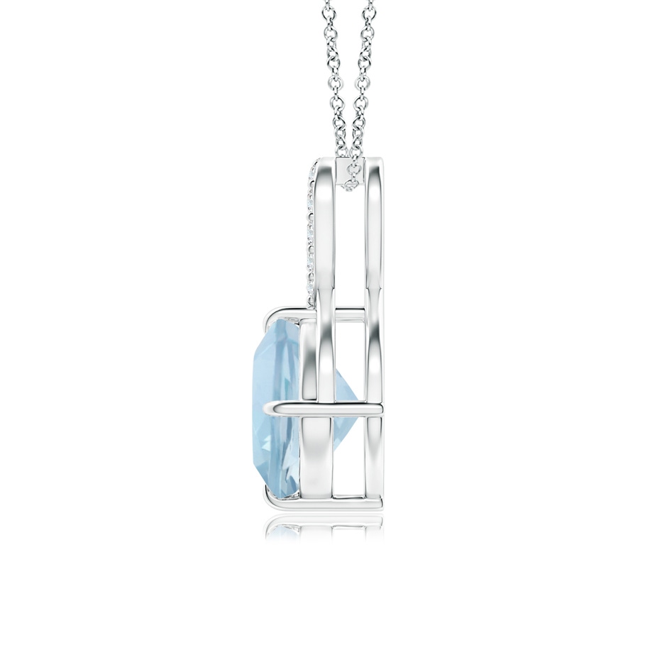 7mm AA Claw-Set Aquamarine Infinity Pendant with Diamonds in 9K White Gold side1