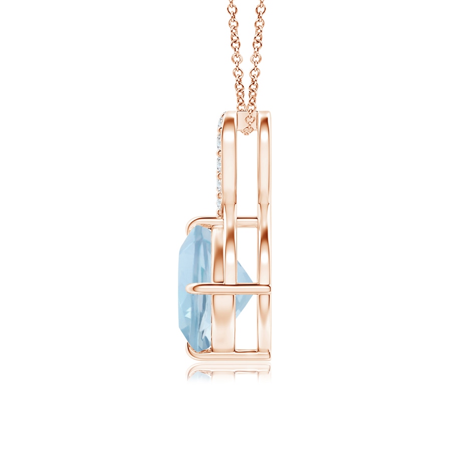 7mm AA Claw-Set Aquamarine Infinity Pendant with Diamonds in Rose Gold side-1