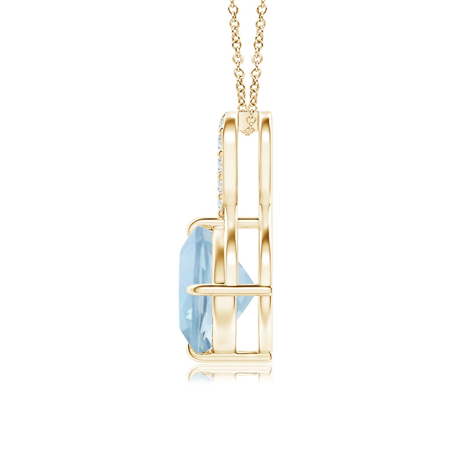 7mm AA Claw-Set Aquamarine Infinity Pendant with Diamonds in Yellow Gold side-1