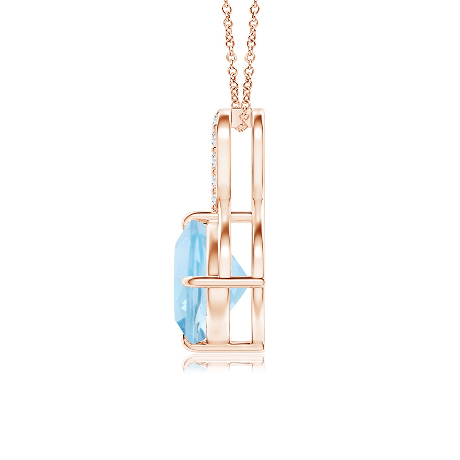 7mm AAA Claw-Set Aquamarine Infinity Pendant with Diamonds in Rose Gold side-1