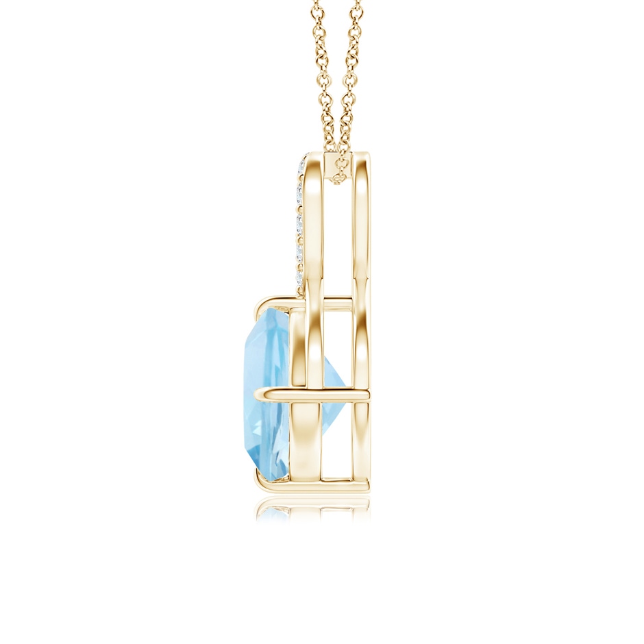 7mm AAA Claw-Set Aquamarine Infinity Pendant with Diamonds in Yellow Gold side-1