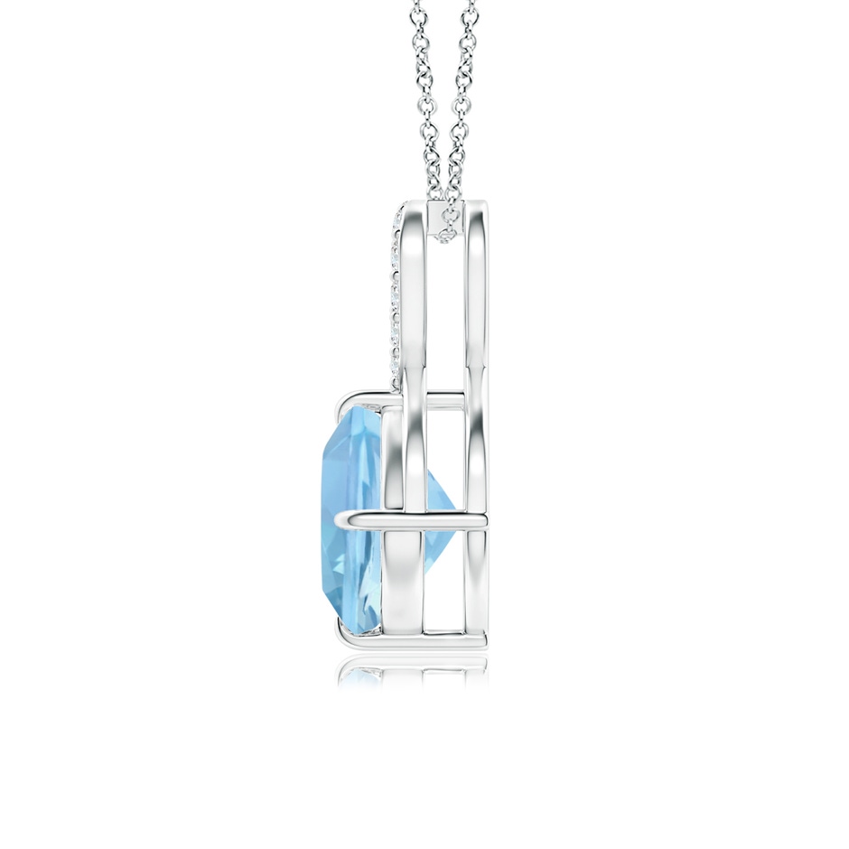 7mm AAAA Claw-Set Aquamarine Infinity Pendant with Diamonds in White Gold side-1