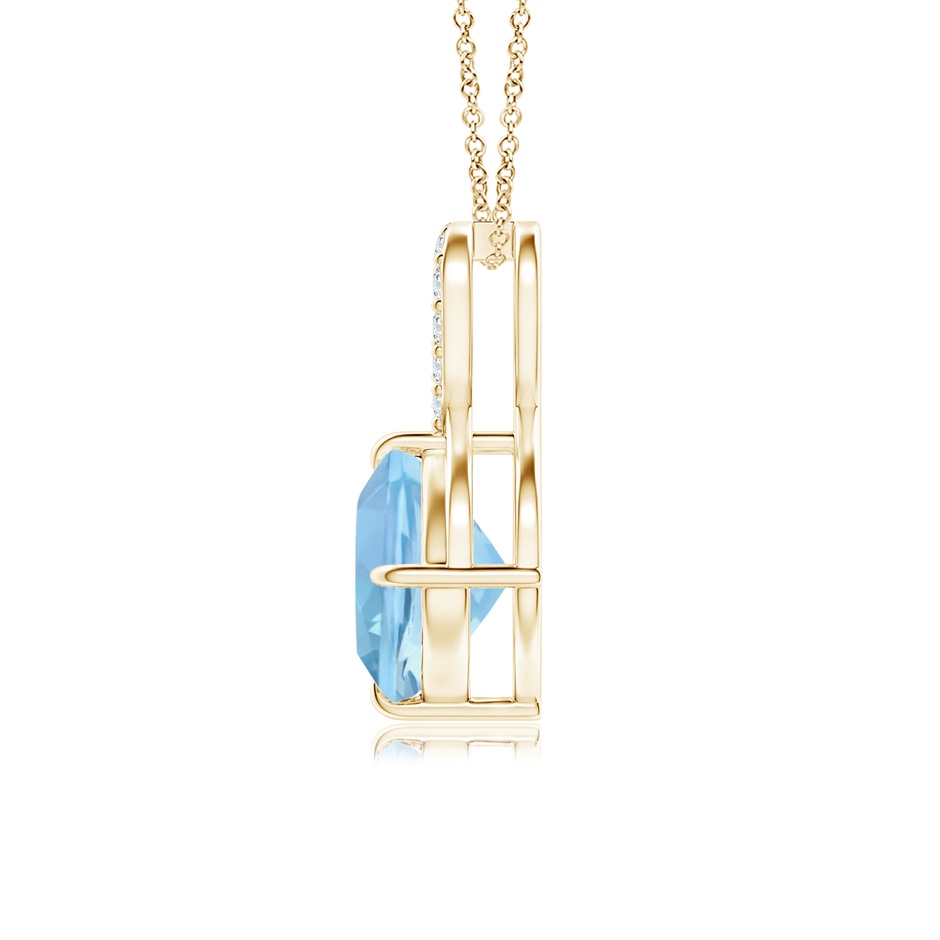 7mm AAAA Claw-Set Aquamarine Infinity Pendant with Diamonds in Yellow Gold side-1