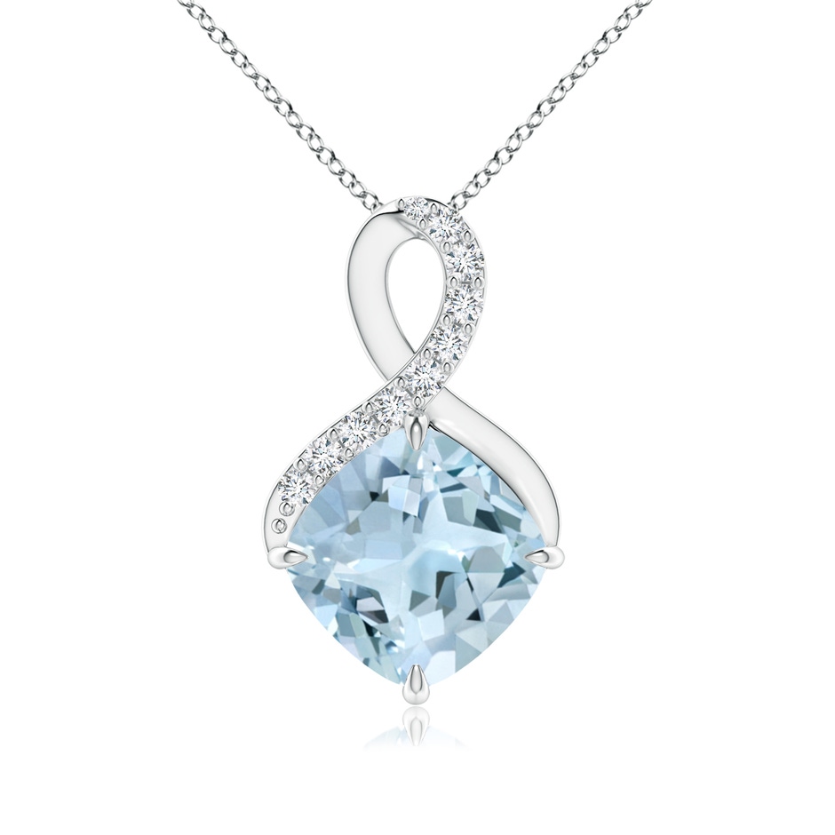 8mm AA Claw-Set Aquamarine Infinity Pendant with Diamonds in S999 Silver 