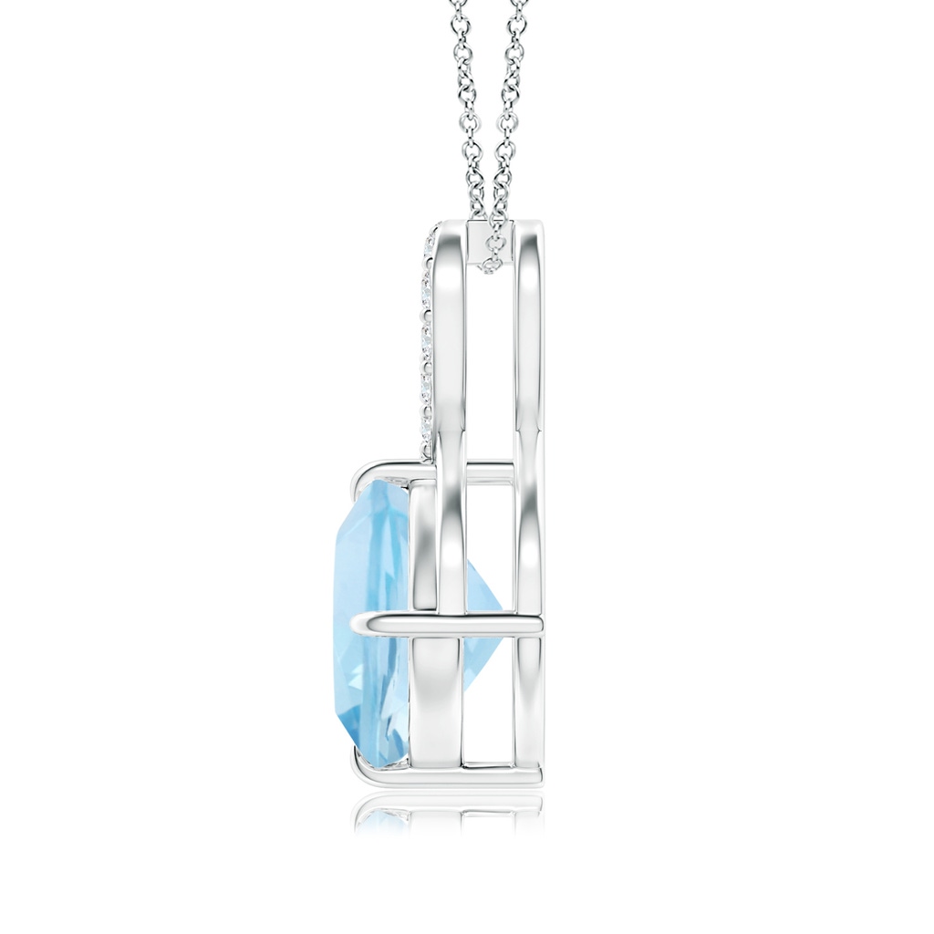 8mm AAA Claw-Set Aquamarine Infinity Pendant with Diamonds in White Gold - side_1
