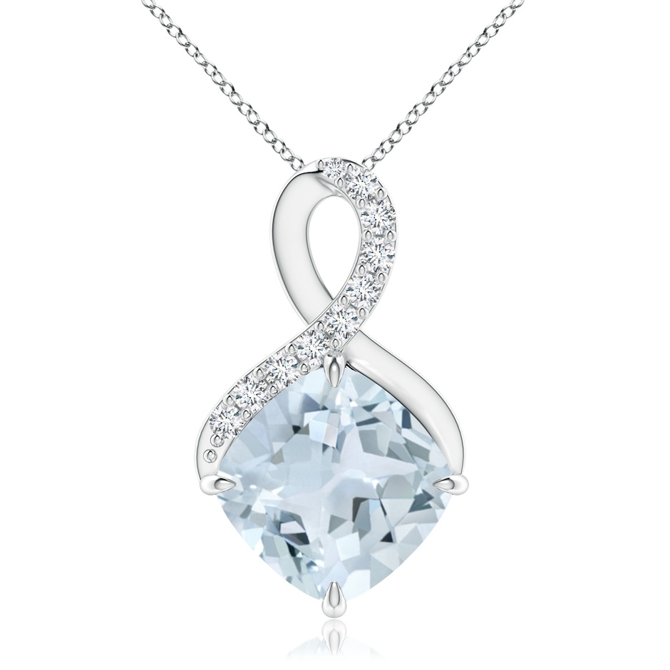 9mm A Claw-Set Aquamarine Infinity Pendant with Diamonds in S999 Silver 