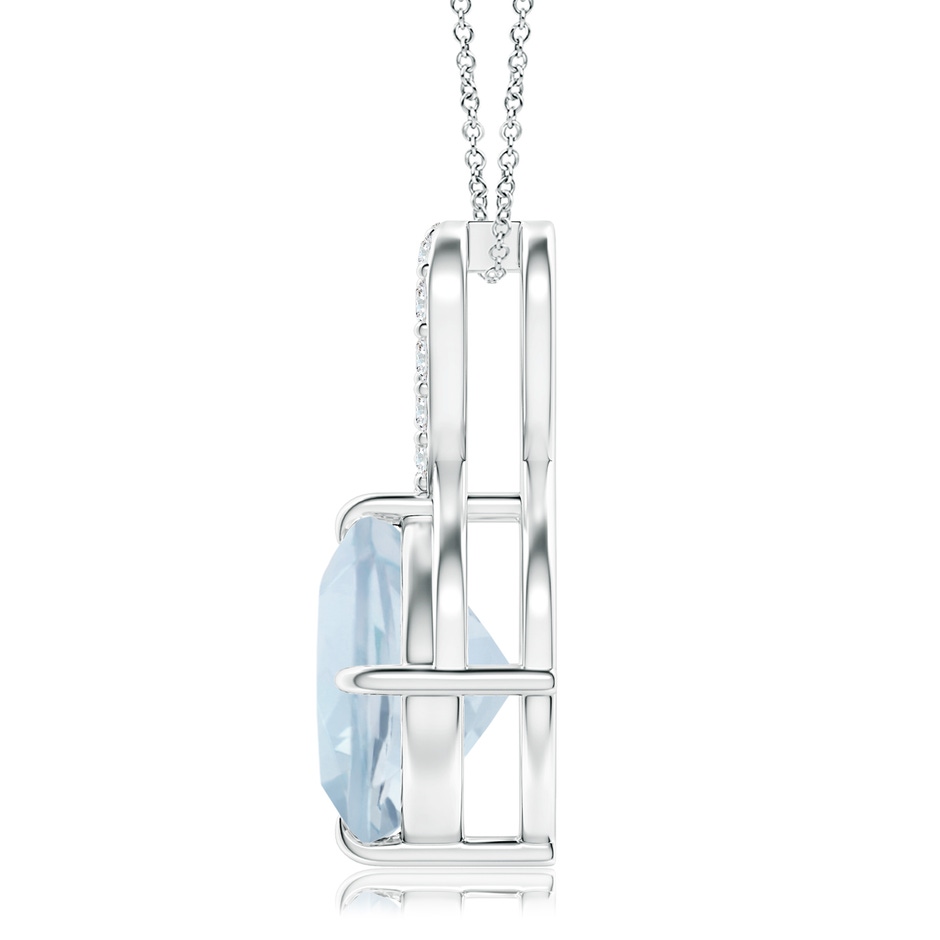 9mm A Claw-Set Aquamarine Infinity Pendant with Diamonds in S999 Silver side-1