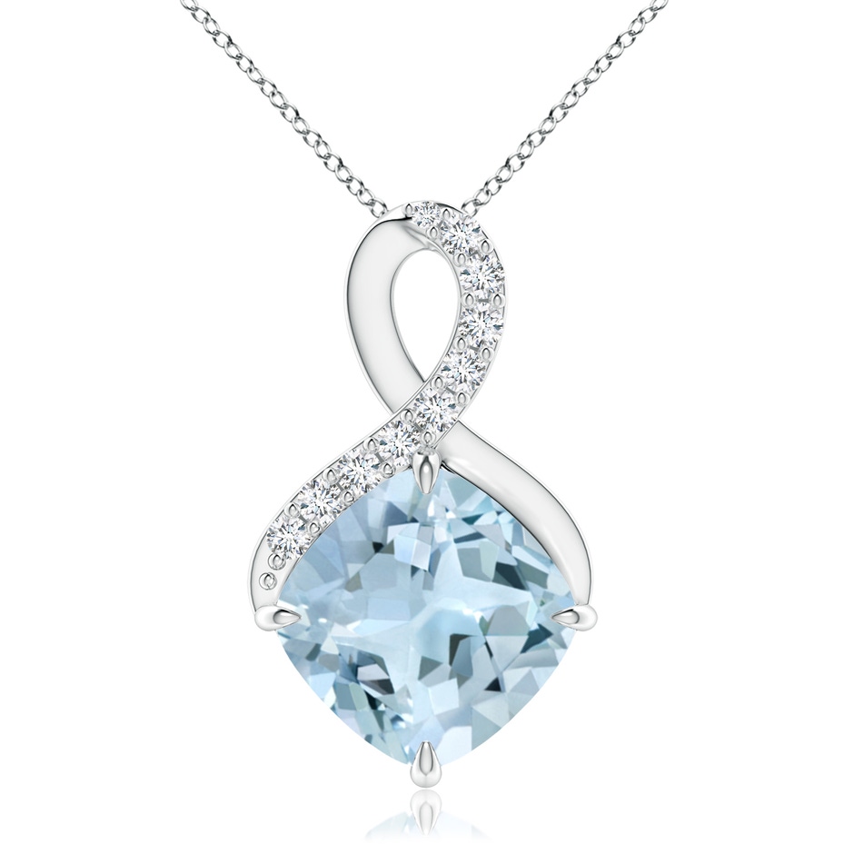 9mm AA Claw-Set Aquamarine Infinity Pendant with Diamonds in S999 Silver 