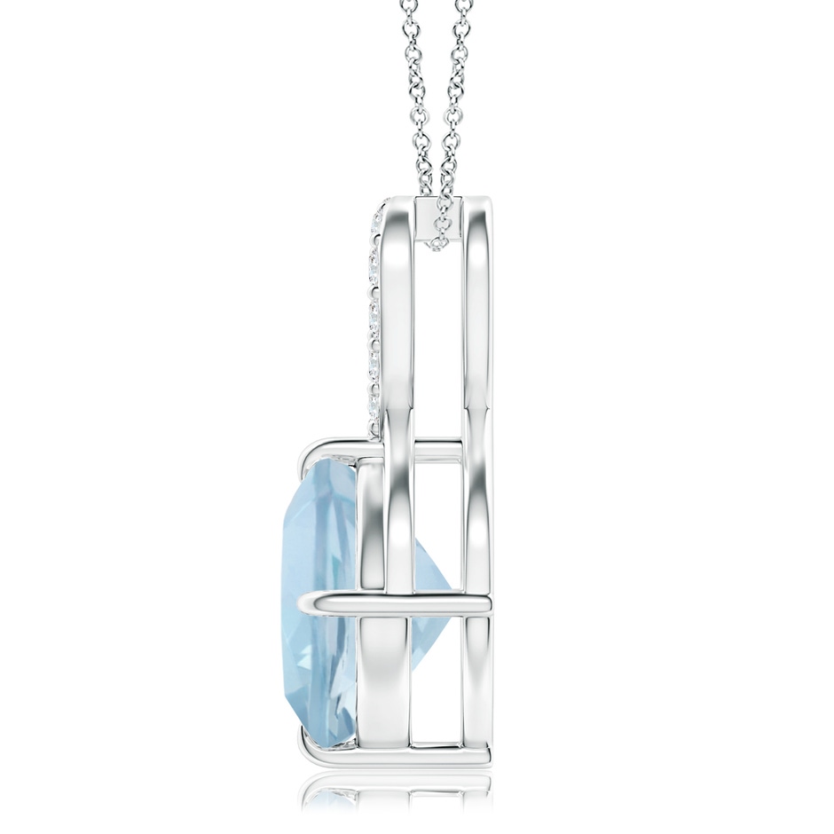 9mm AA Claw-Set Aquamarine Infinity Pendant with Diamonds in S999 Silver side-1