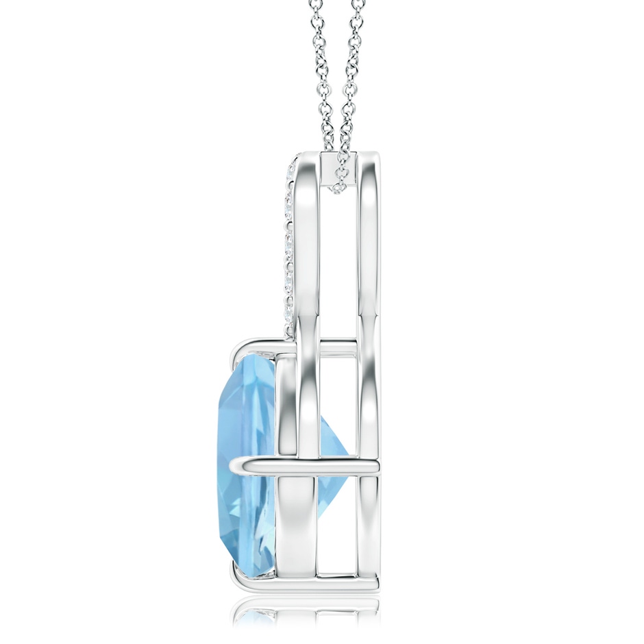 9mm AAAA Claw-Set Aquamarine Infinity Pendant with Diamonds in P950 Platinum side-1