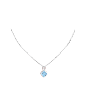 Claw-Set Aquamarine Infinity Pendant with Diamonds