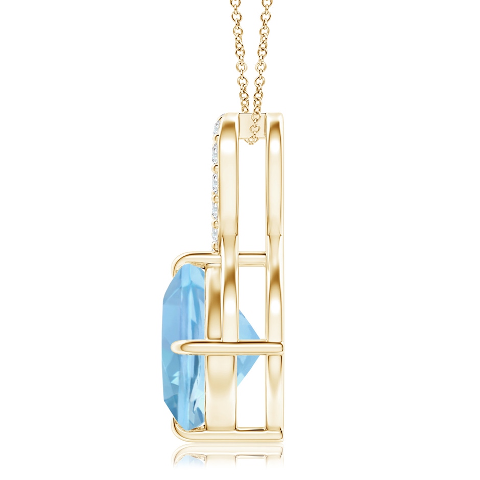 9mm AAAA Claw-Set Aquamarine Infinity Pendant with Diamonds in Yellow Gold side-1