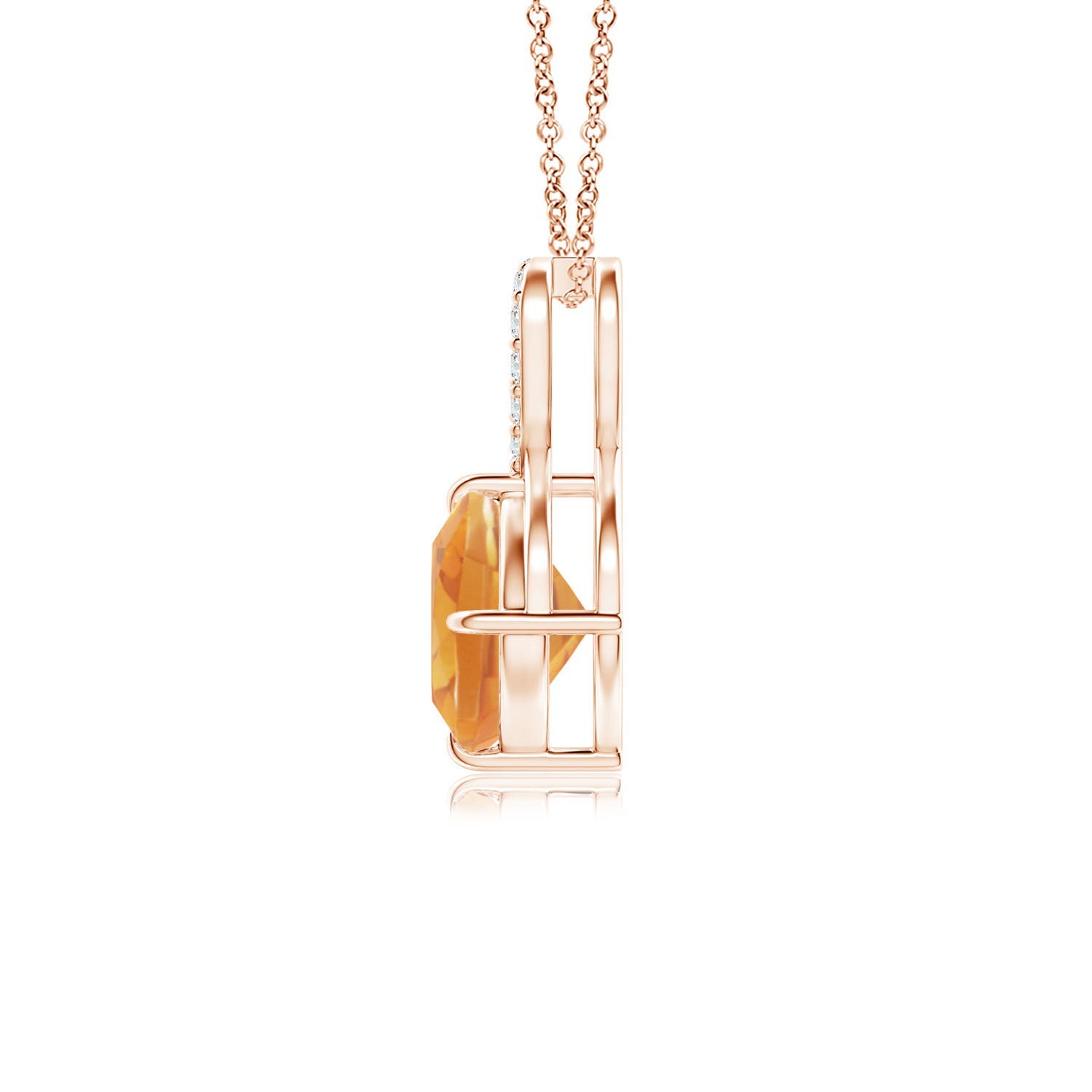 6mm A Claw-Set Citrine Infinity Pendant with Diamonds in Rose Gold - side 2