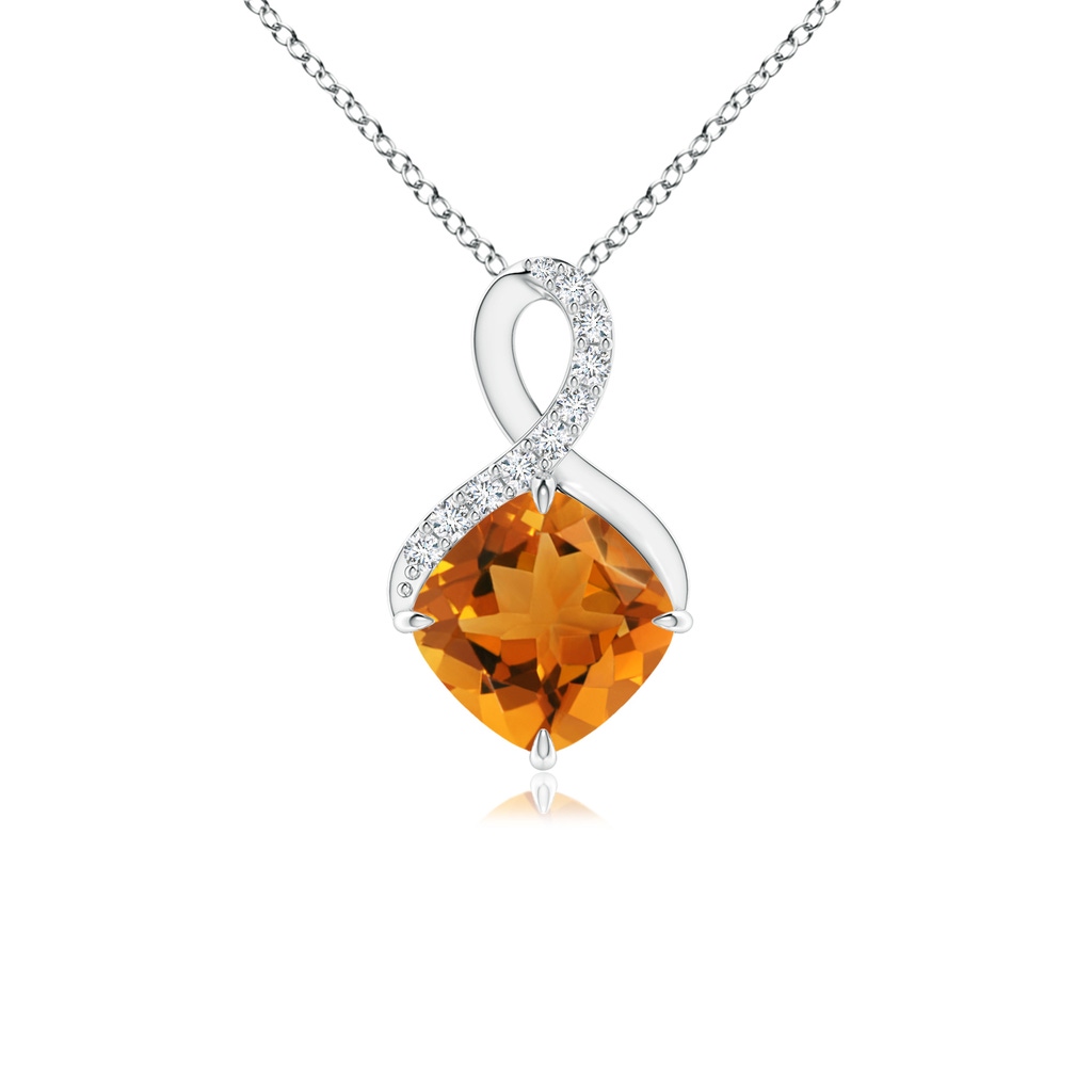 6mm AAA Claw-Set Citrine Infinity Pendant with Diamonds in S999 Silver