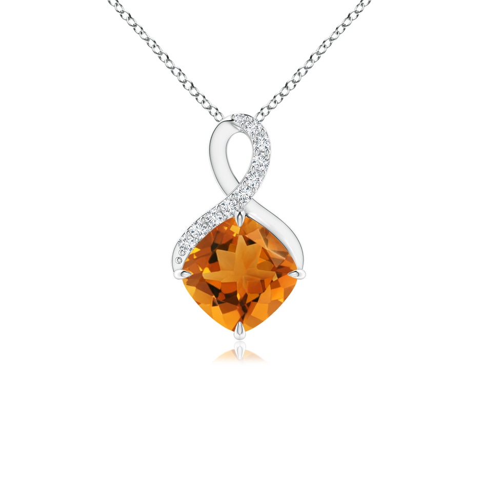 6mm AAA Claw-Set Citrine Infinity Pendant with Diamonds in S999 Silver 