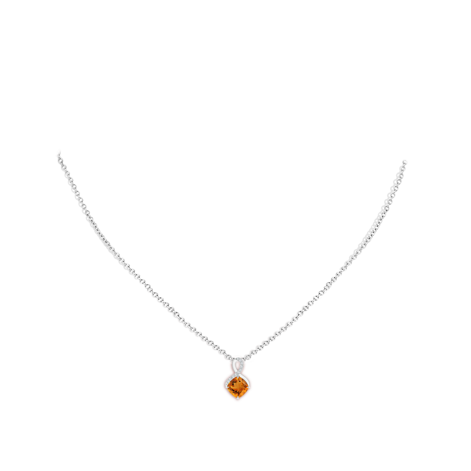 6mm AAA Claw-Set Citrine Infinity Pendant with Diamonds in S999 Silver body-neck