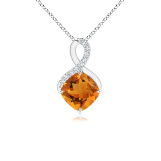 6mm AAA Claw-Set Citrine Infinity Pendant with Diamonds in White Gold