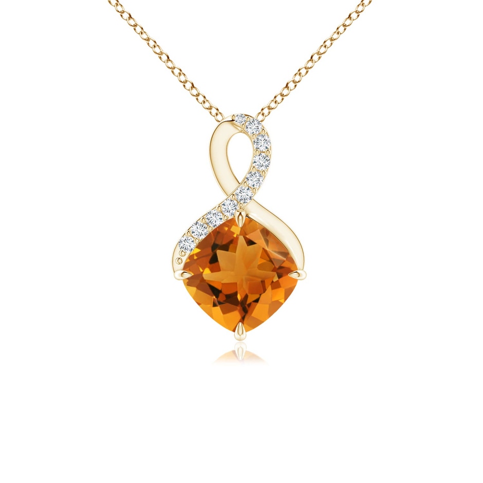 6mm AAA Claw-Set Citrine Infinity Pendant with Diamonds in Yellow Gold 