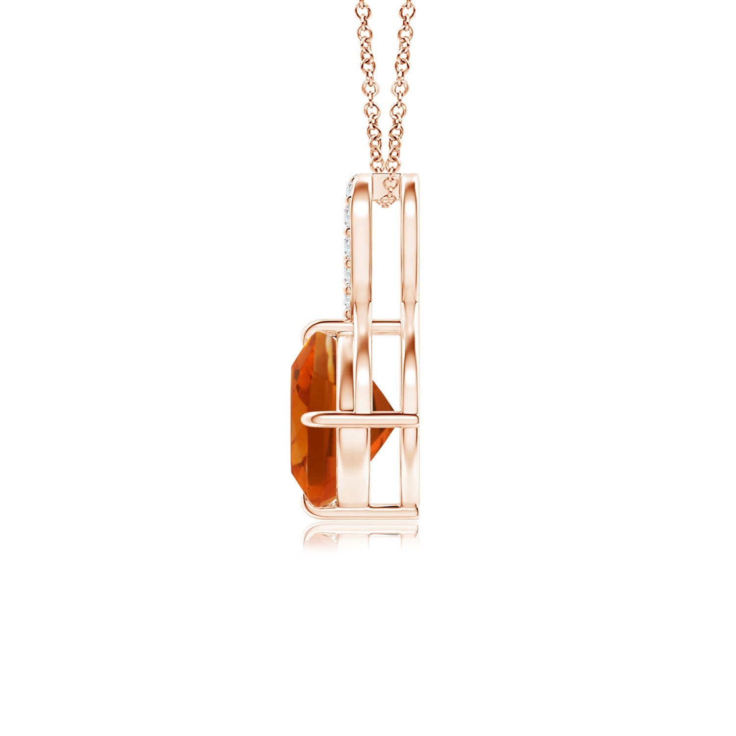 6mm AAAA Claw-Set Citrine Infinity Pendant with Diamonds in 18K Rose Gold