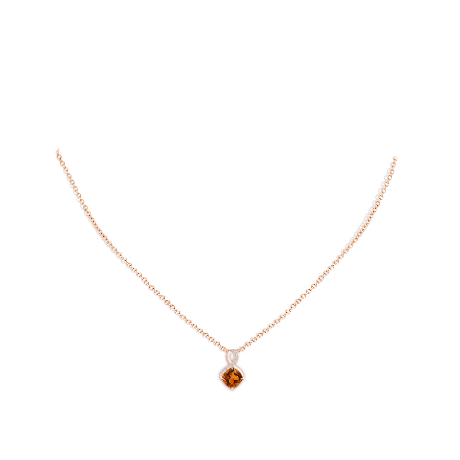 6mm AAAA Claw-Set Citrine Infinity Pendant with Diamonds in 18K Rose Gold pen