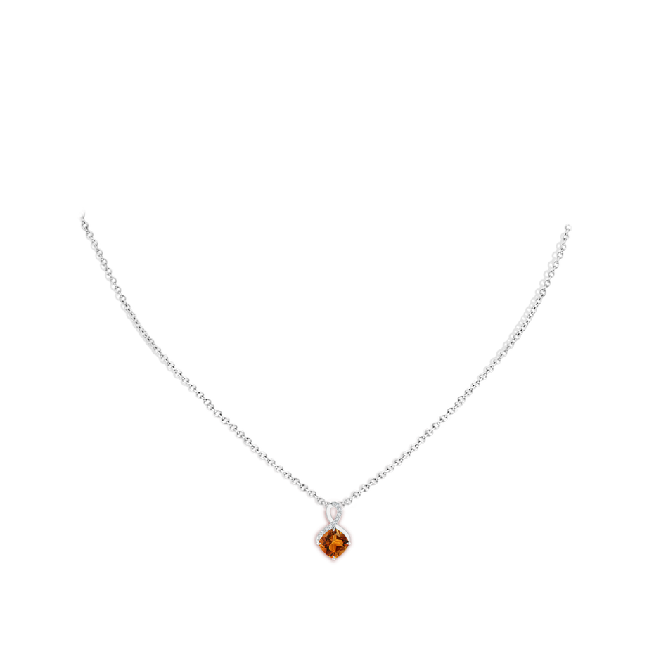 6mm AAAA Claw-Set Citrine Infinity Pendant with Diamonds in S999 Silver pen
