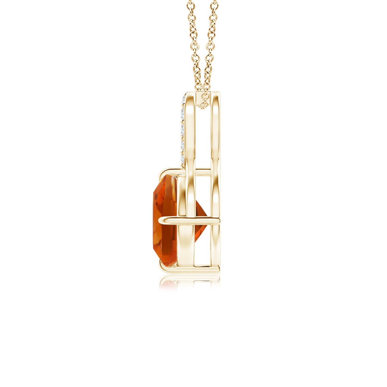 6mm AAAA Claw-Set Citrine Infinity Pendant with Diamonds in Yellow Gold - side 2
