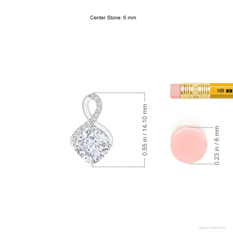 6mm GVS2 Claw-Set Diamond Infinity Pendant with Diamond Accents in P950 Platinum ruler