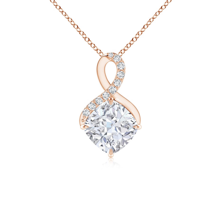 6mm GVS2 Claw-Set Diamond Infinity Pendant with Diamond Accents in Rose Gold 