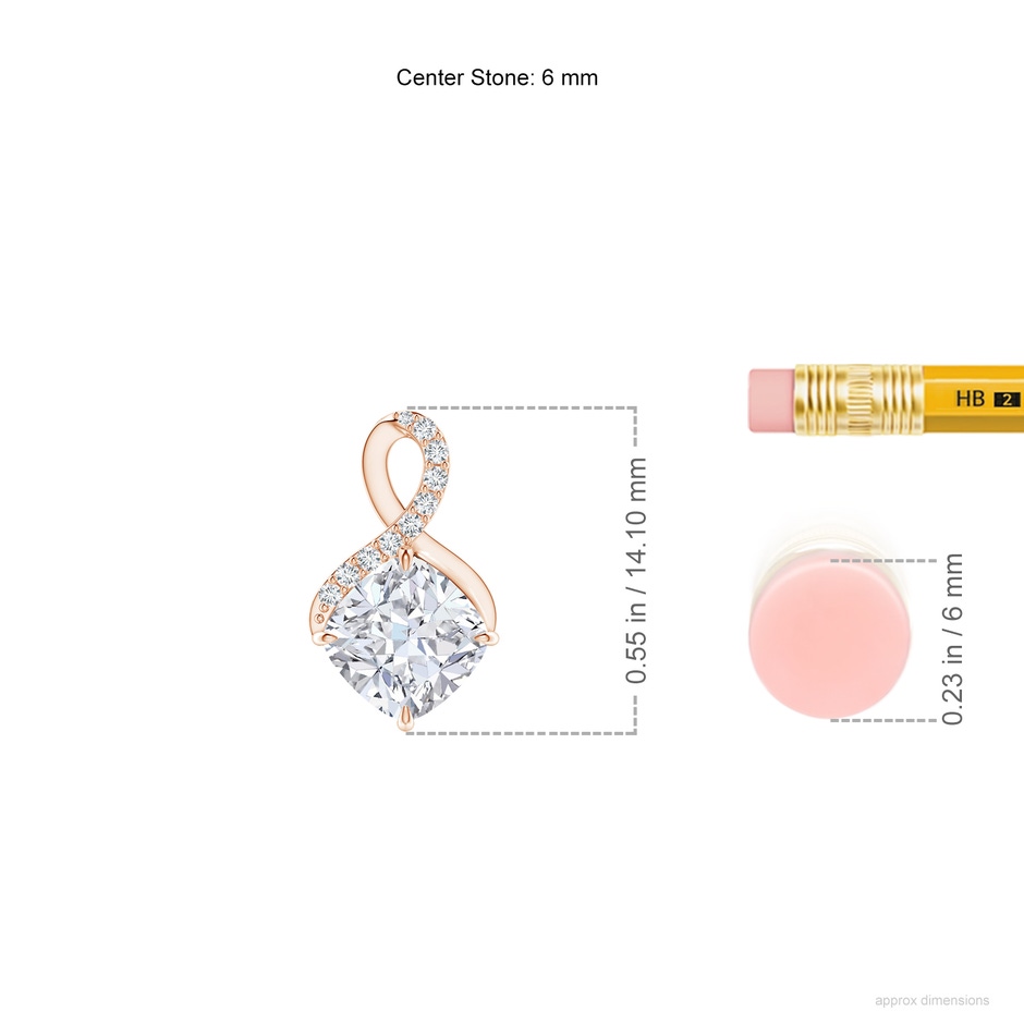 6mm GVS2 Claw-Set Diamond Infinity Pendant with Diamond Accents in Rose Gold ruler