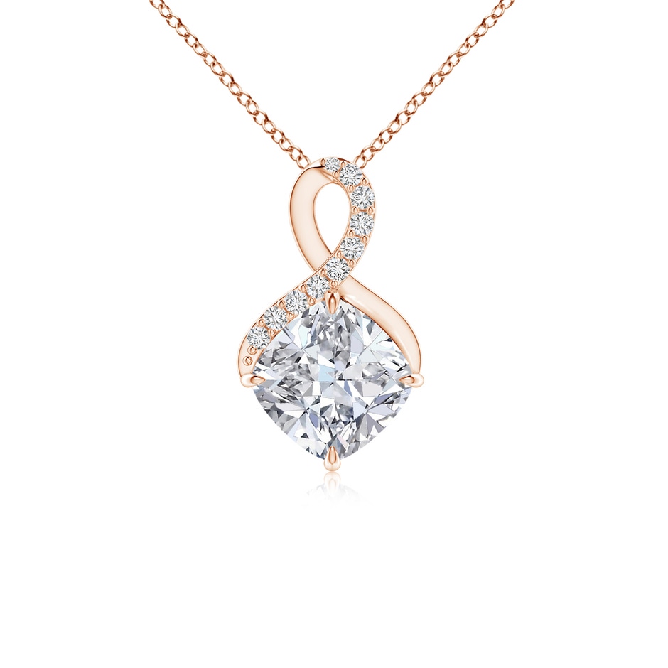 6mm HSI2 Claw-Set Diamond Infinity Pendant with Diamond Accents in 9K Rose Gold 