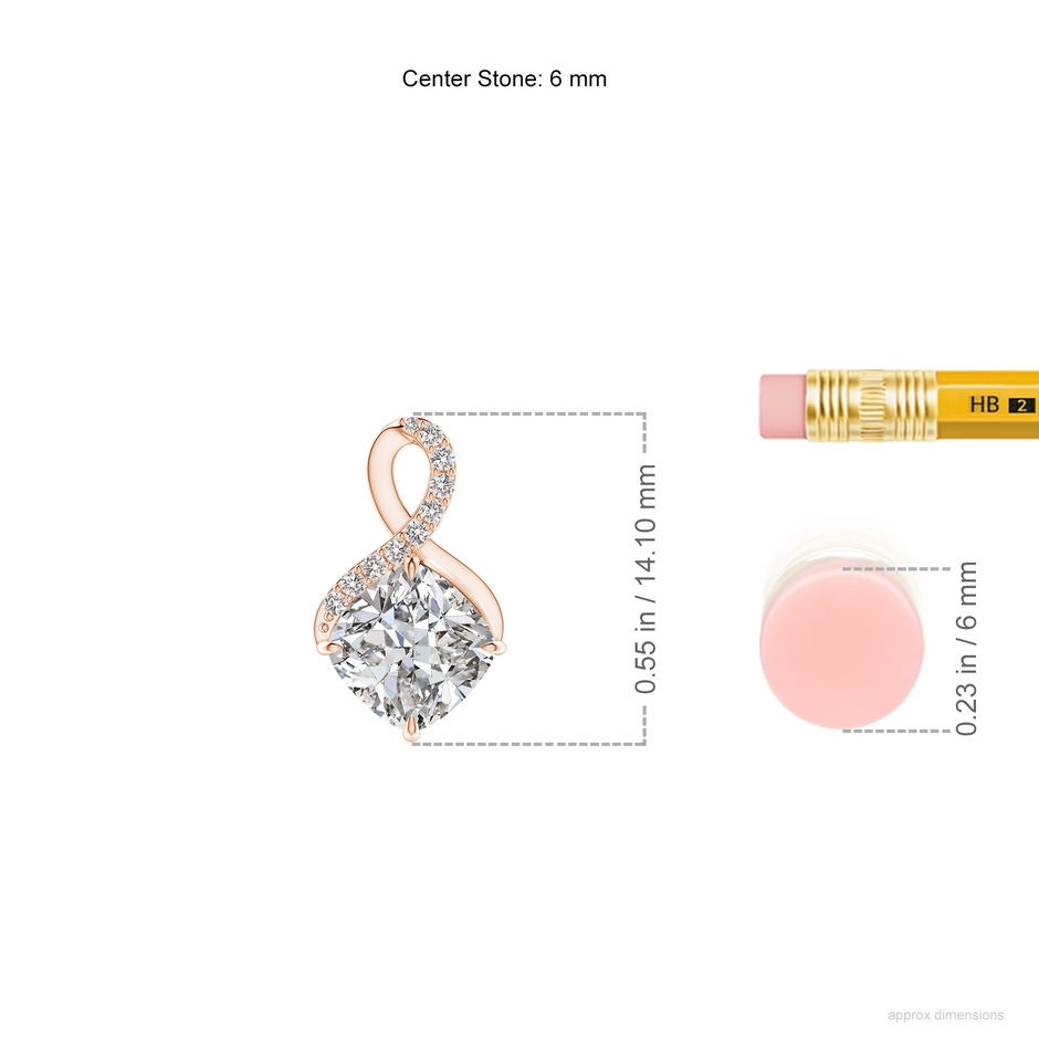 6mm IJI1I2 Claw-Set Diamond Infinity Pendant with Diamond Accents in Rose Gold ruler