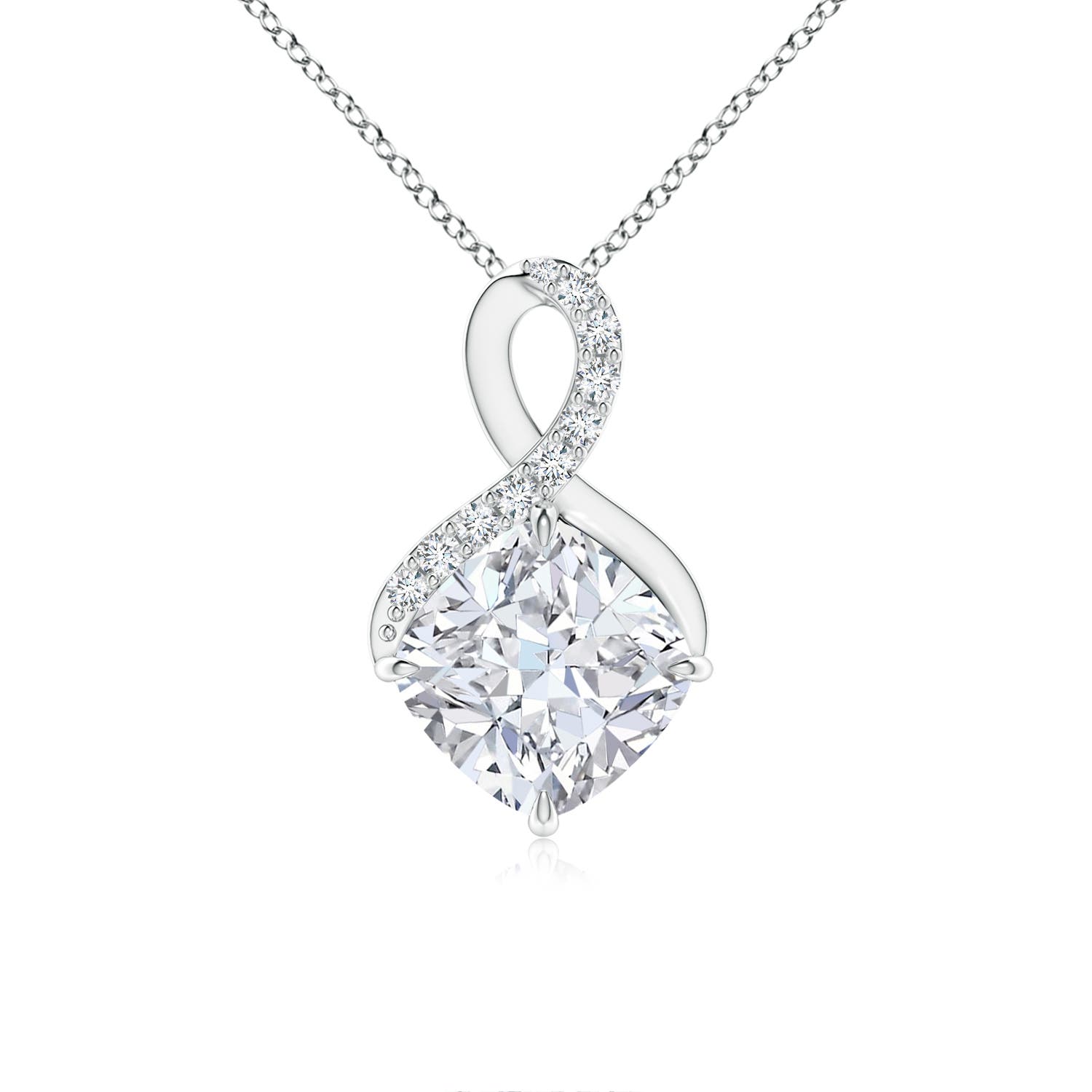 Angara 1.97 CTW Claw-Set Diamond Infinity Pendant with Diamond Accents in 14K White Gold