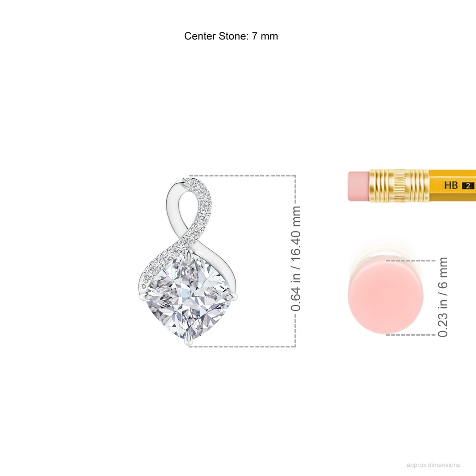 7mm HSI2 Claw-Set Diamond Infinity Pendant with Diamond Accents in S999 Silver ruler