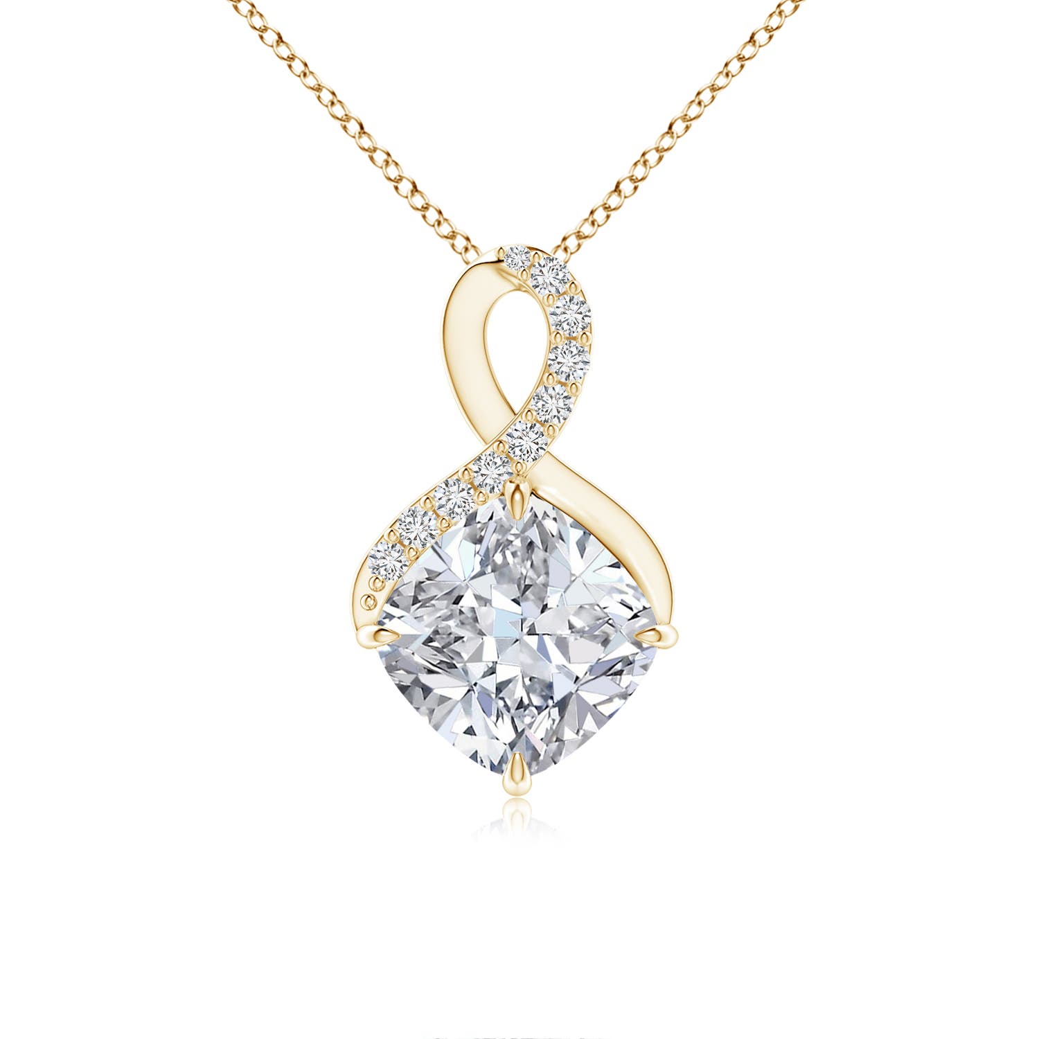 7mm HSI2 Claw-Set Diamond Infinity Pendant with Diamond Accents in Yellow Gold