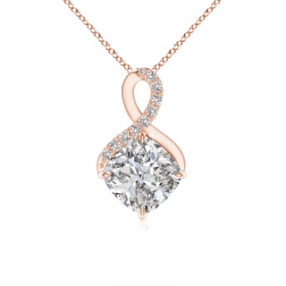 7mm IJI1I2 Claw-Set Diamond Infinity Pendant with Diamond Accents in 18K Rose Gold